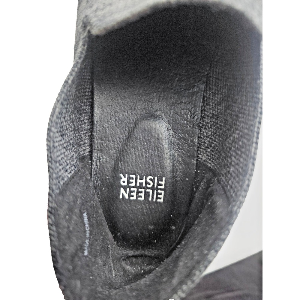 Eileen Fisher Size 6 Charcoal Gray Knit Slip On Loafer Flat Women 6 Platform - Picture 3 of 9
